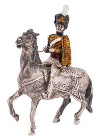 ANTIQUE ITALIAN 800 SILVER ENAMEL MILITARY FIGURE