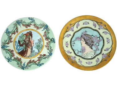 ART NOUVEAU EPIAG POUYAT LIMOGES PORCELAIN PLATES