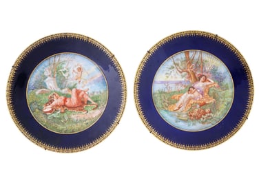 PAIR VINTAGE FRENCH LIMOGES PORCELAIN PLATES