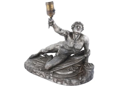 SIGNED METAL FIGURAL LAMP AFTER JEAN-PIERRE CORTOT