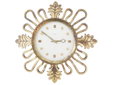 VINTAGE SWISS ART DECO SEMCA BRASS WALL CLOCK