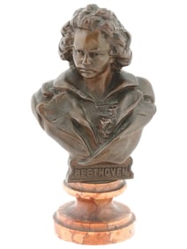 ANTIQUE AUSTRIAN VIENNA BRONZED BUST OF BEETHOVEN