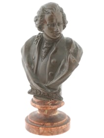ANTIQUE AUSTRIAN VIENNA BRONZED BUST OF MOZART