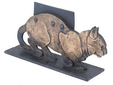 VINTAGE BRONZE BOOK END WITH THE SILHOUETTE OF A CAT