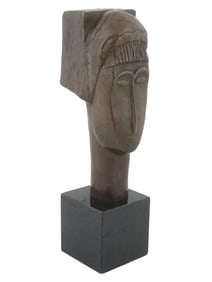 ATTR TO AMEDEO MODIGLIANI FRENCH BRONZE SCULPTURE