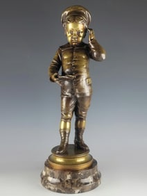 LARGE 19TH C FRENCH NICOLAS LECORNET BRONZE STATUE
