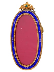 ANTIQUE FRENCH GILT ENAMEL PEARL PICTURE FRAME