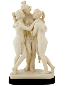 ITALIAN A SANTINI CARVED ALABASTER THREE GRACES