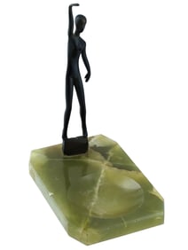 ATTR TO KARL HAGENAUER DANCING FIGURE ONYX ASHTRAY