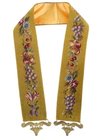 ANTIQUE ENGLISH VICTORIAN EMBROIDERED BELL PULL