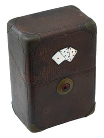 RUSSIAN RUBY STONE GILDED LEATHER CARD HOLDER CASE