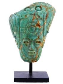 ANCIENT MESOAMERICAN OLMEC CARVED JADE AMULET