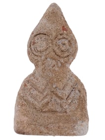 ANCIENT ANTHROPOMORPHIC TERRACOTTA FIGURE WITH BIG EYES