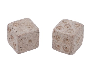 PAIR OF ANCIENT ROMAN STONE DICE WITH MARKINGS