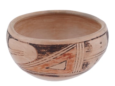 ANCIENT NATIVE AMERICAN POTTERY BOWL PAINTED DESIGN
