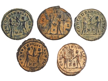 FIVE ANCIENT ROMAN EMPIRE ANTONINIANUS BRONZE COINS