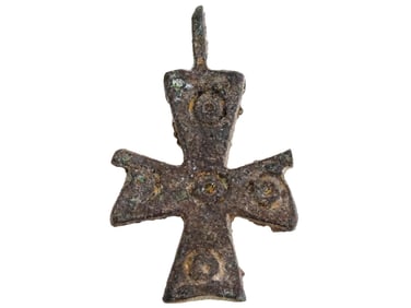 ANCIENT EASTERN ROMAN BYZANTINE BRONZE CROSS PENDANT
