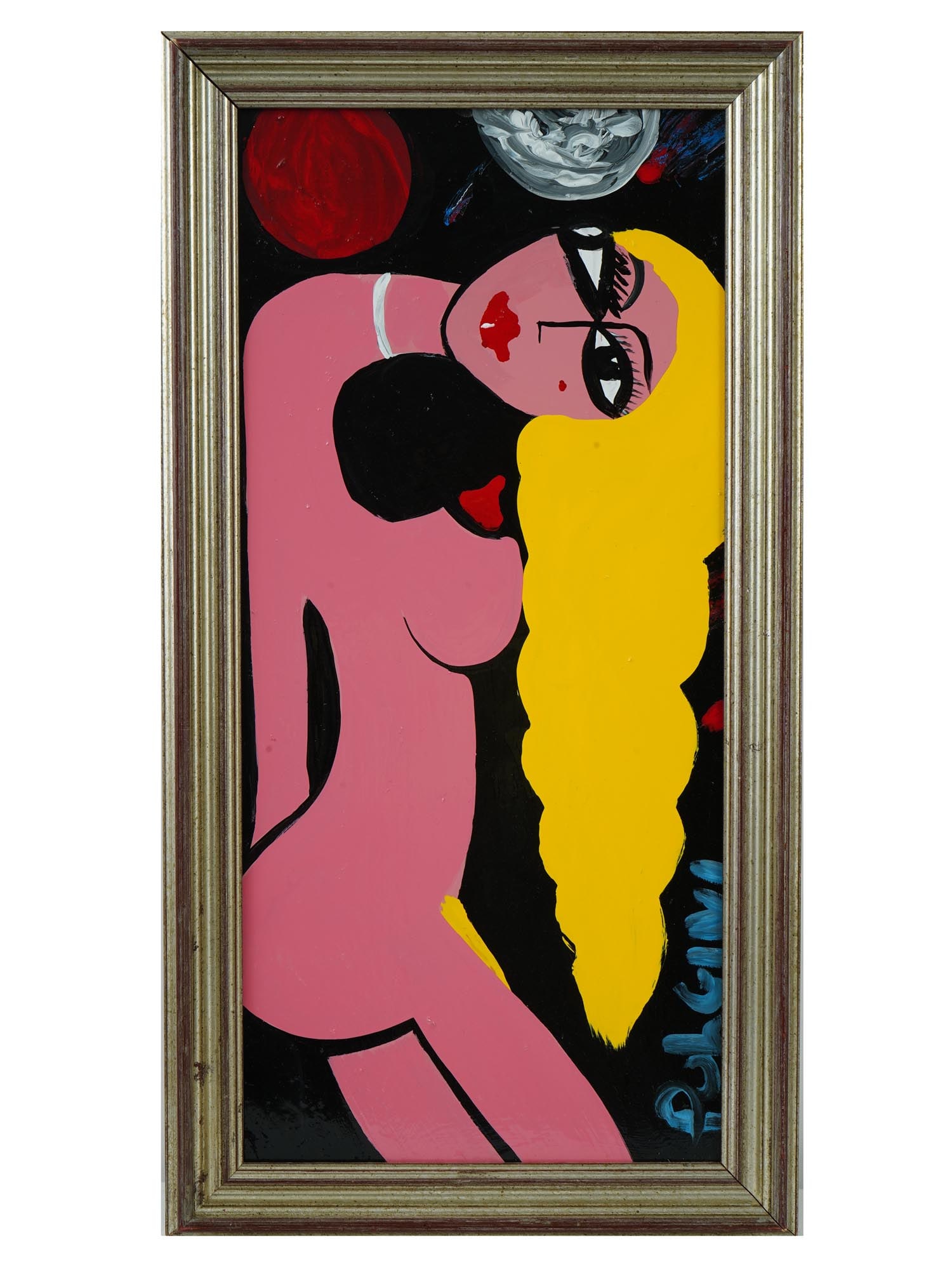 AMERICAN NUDE FIGURE OIL PAINTING BY THOMAS PULGINI: Thomas Pulgini, American, born 1965, oil painting on board depicting a portrait of a nude woman. Signed lower right. Framed. Thomas Pulgini is known for Pop art painting, female nudes. Thomas Pulgini,