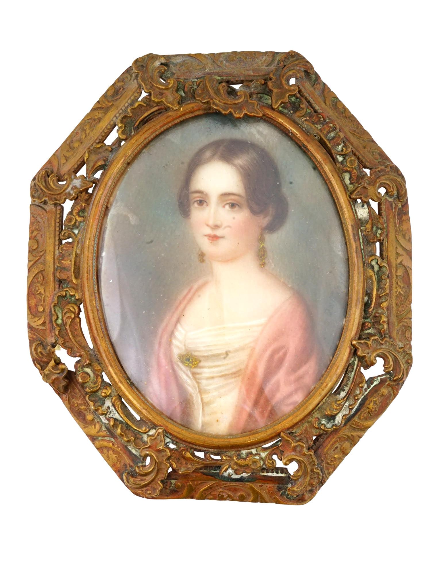 ANTIQUE EUROPEAN MINIATURE OIL PORTRAIT PAINTING (1 of 5)