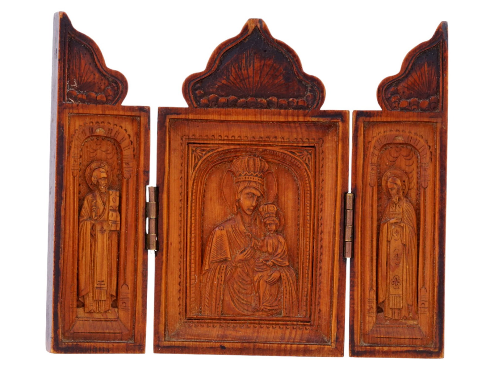 ANTIQUE RUSSIAN ORTHODOX TRAVEL FOLDING ICON (1 of 7)