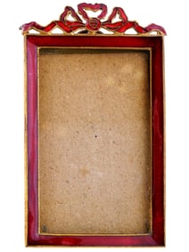 ANTIQUE FRENCH GILT BRASS ENAMEL PICTURE FRAME