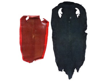 VINTAGE RED AND BLACK STINGRAY SHAGREEN LEATHER PIECES
