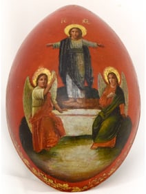 ANTIQUE IMPERIAL RUSSIA LACQUERED EASTER EGG CASKET