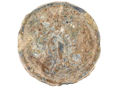 ANCIENT LEAD MALE EROTIC AMULET OF ROUND SHAPE