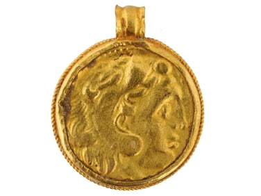 ANCIENT GREEK 22K GOLD TETRADRACHM COIN PENDANT