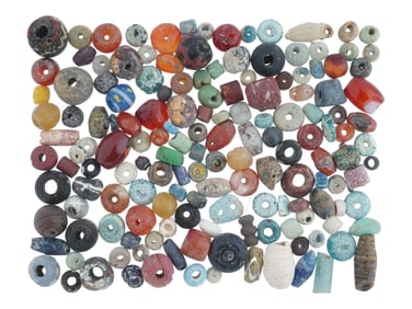 ANCIENT CARVED STONE BEADS VARIOUS DESIGNS AND COLORS