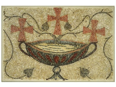 ANCIENT BYZANTINE MOSAIC PIECE FRAGMENT BAPTISMAL FONT