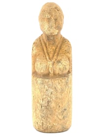 ANCIENT CARVED STONE FEMALE FIGURINE WITH BREASTS