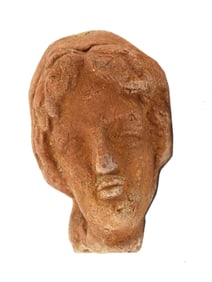 ANCIENT TERRACOTTA HEAD OF A WOMAN SCULPTURE FRAGMENT