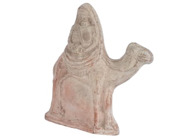 ANCIENT TERRACOTTA FIGURINE WOMAN ON A CAMEL