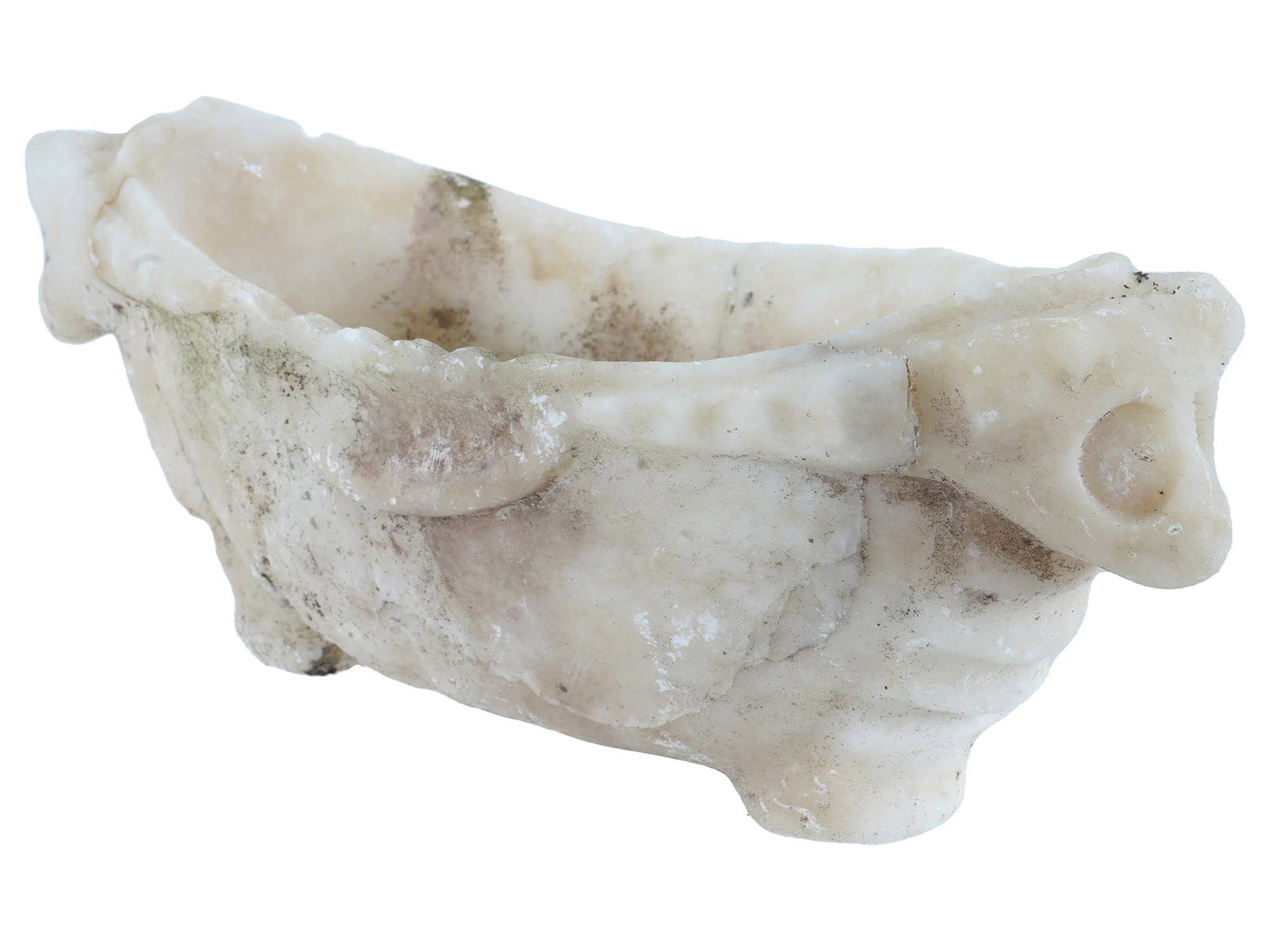 ANCIENT BYZANTINE PERIOD CARVED MARBLE BOWL HANDLED (1 of 6)