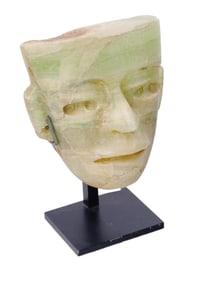 ANCIENT PRE COLUMBIAN TEOTIHUACAN GREEN JADE MASK