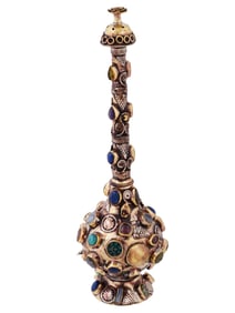 BRONZE MIDDLE EAST ROSE WATER SPRINKLER BOTTLE W STONES