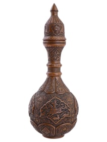 ANTIQUE PERSIAN QAJAR EMPIRE REPOUSSE COPPER URN VASE