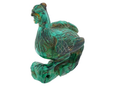 VTG CHINESE CARVED MALACHITE PHOENIX BIRD FIGURE