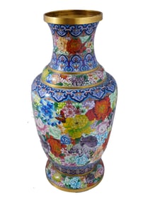 LARGE CHINESE CLOISONNE ENAMEL FLOOR VASE C 1940