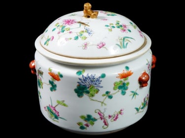 ANTIQUE CHINESE QING DYNASTY PORCELAIN FOOD JAR