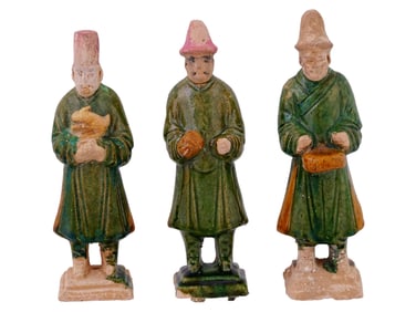ANTIQUE CHINESE MING SANCAY GLAZED FIGURINES SET