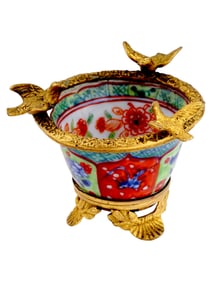 SMALL JAPANESE IMARI BRONZE MOUNTED PORCELAIN BOWL
