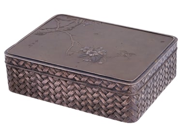 ANTIQUE JAPANESE MEIJI SILVER BRONZE TRINKET BOX