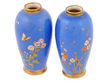 ANTIQUE JAPANESE SATSUMA PORCELAIN VASES MARKED