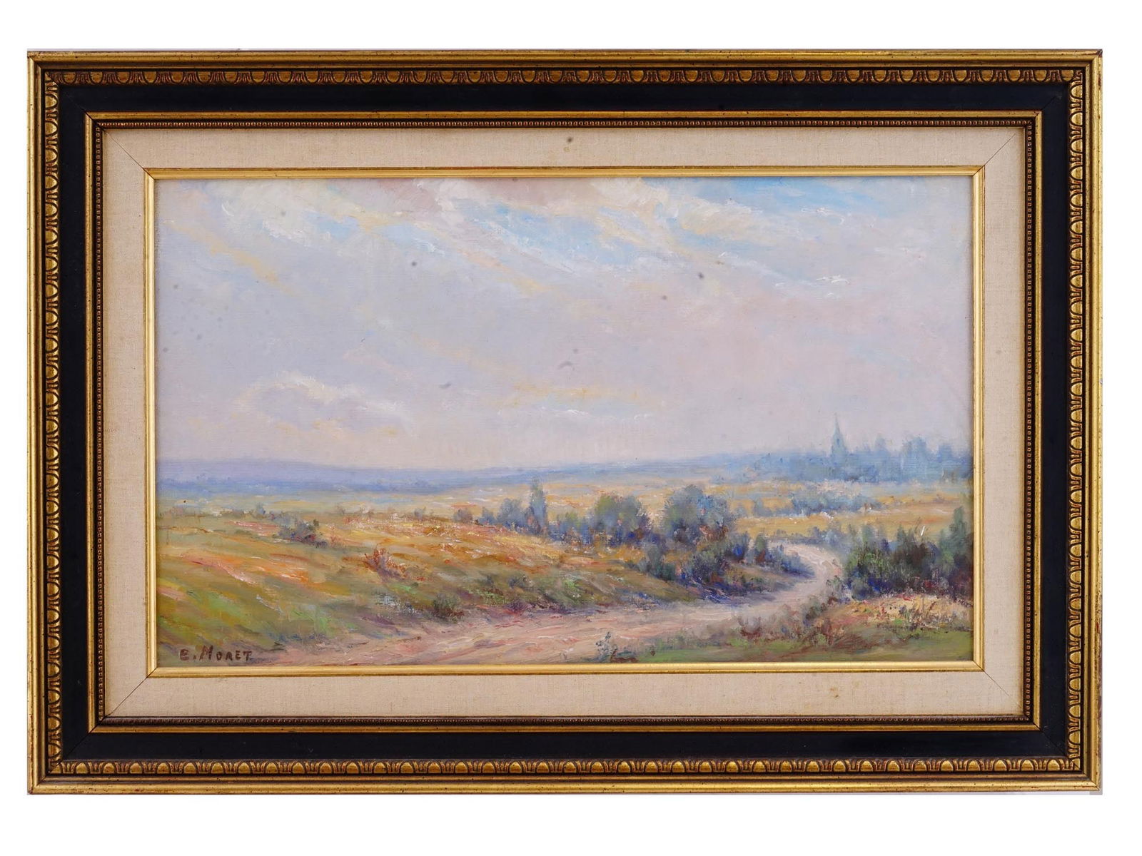 FRENCH RURAL LANDSCAPE OIL PAINTING BY E. MORET (1 of 9)