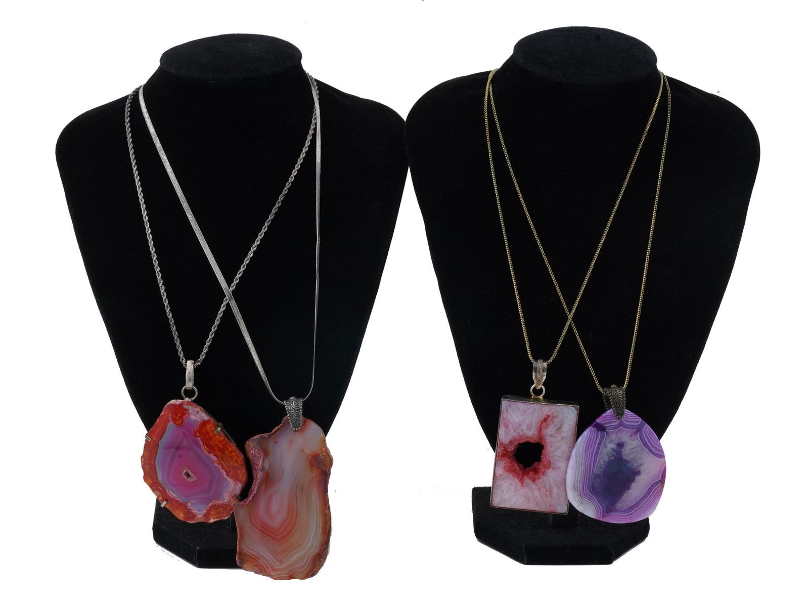 VINTAGE STERLING SILVER DYED AGATE NECKLACES (1 of 7)
