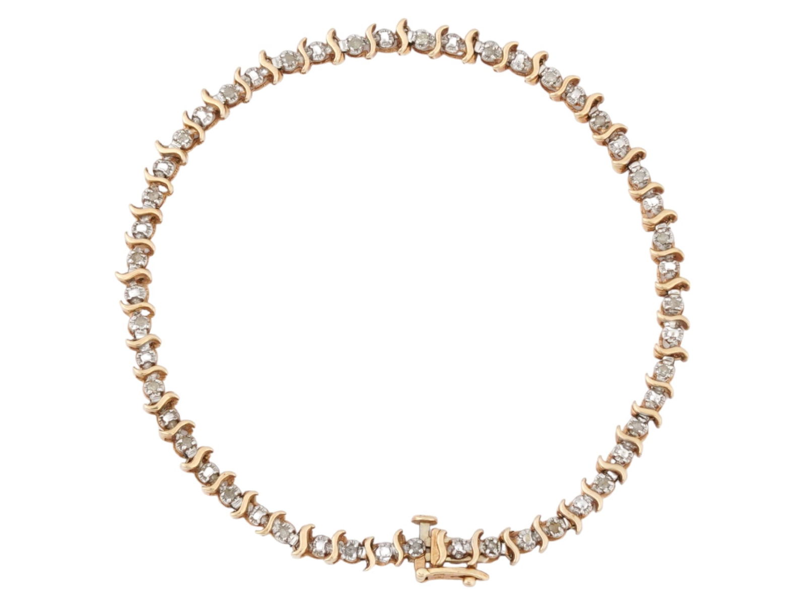 VINTAGE 18K GOLD DIAMOND TENNIS BRACELET (1 of 5)