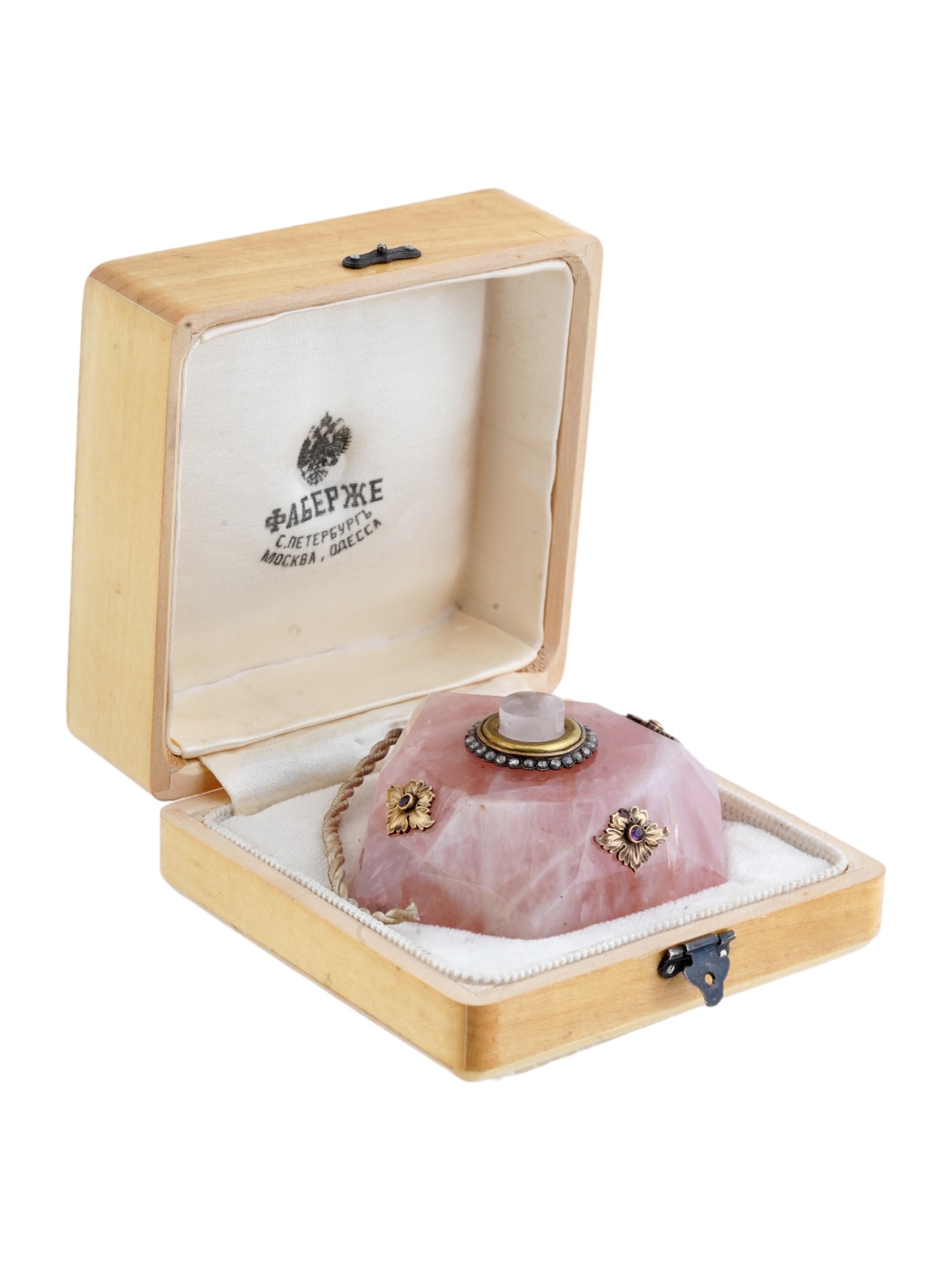 RUSSIAN ROSE QUARTZ SILVER AND GEM STONES DESK BELL (1 of 11)