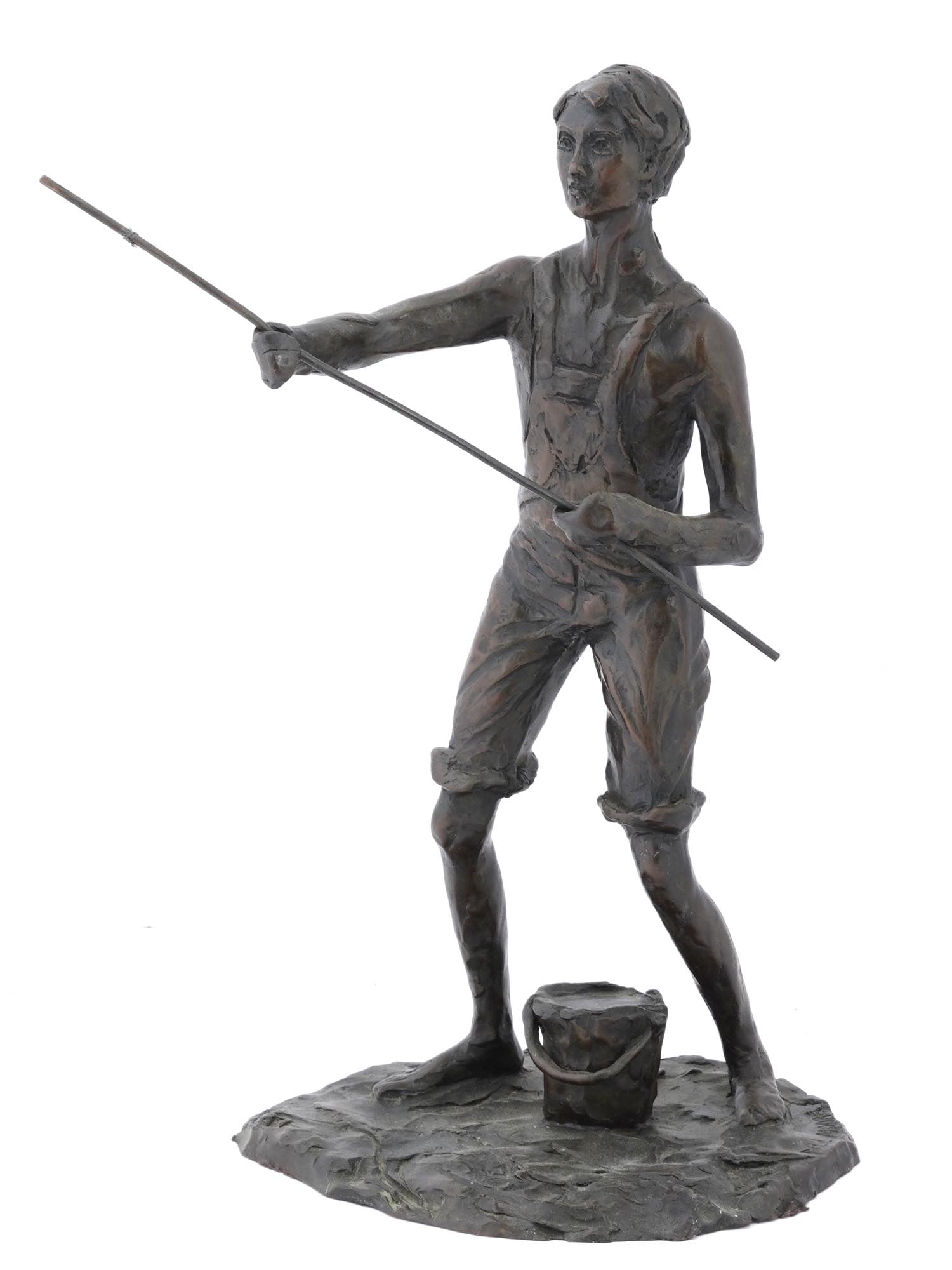 AMERICAN BOY BRONZE SCULPTURE SIGNED BY M L MOORE (1 of 5)